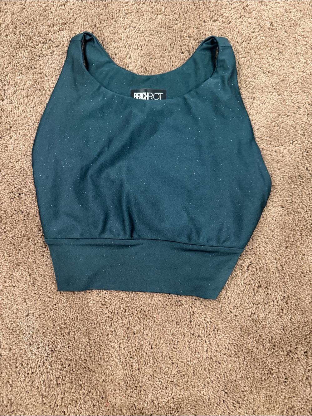 Beach Riot Dark Green Sparkle Crop Tank